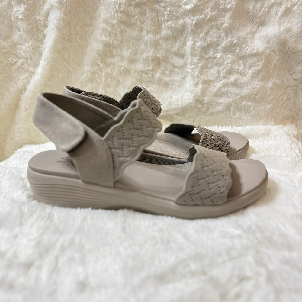 Skechers Arya On The Rise Luxe Foam Sandals Grey Womens Size 7 Comfort Wedge - Picture 3 of 10